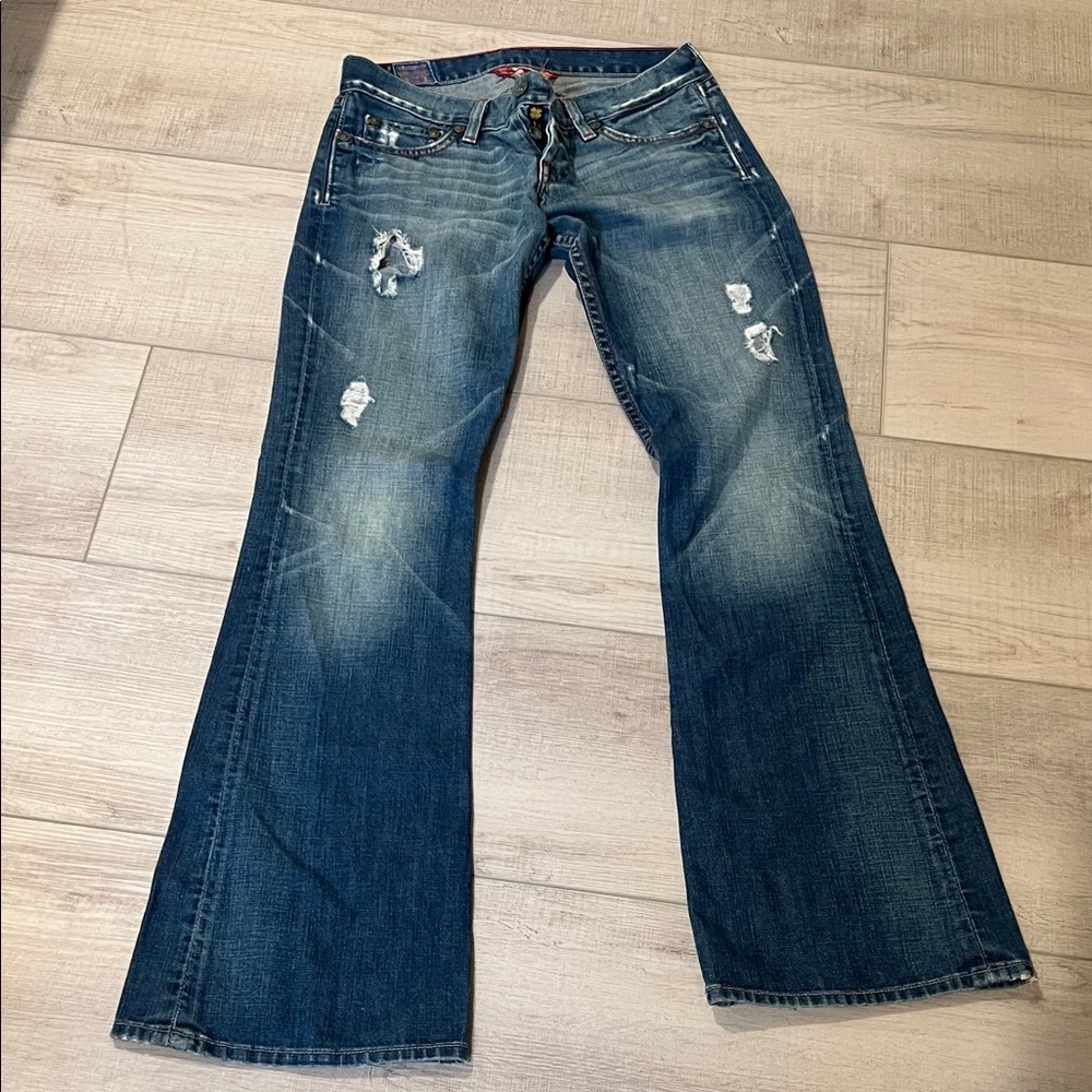 Lucky Brand Distressed Wide Leg Jeans - Blue